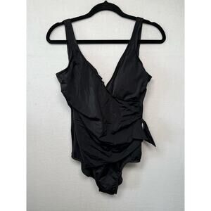 Slim Shaper Black One-Piece Swimsuit, Size 14